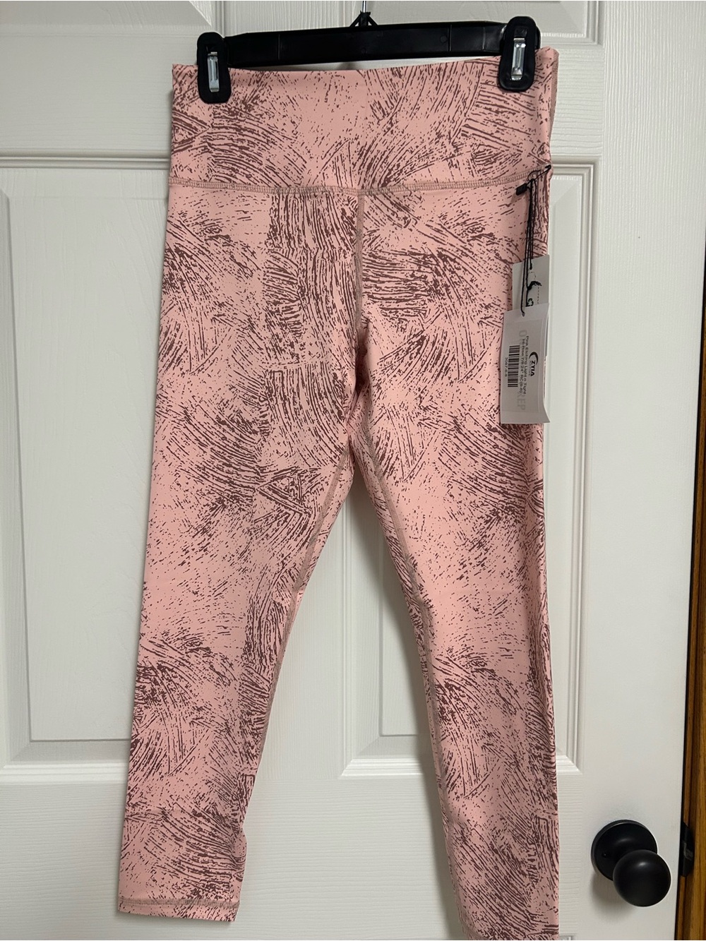 ZYIA Pink Abstract-Print High-Waist Womens Leggings